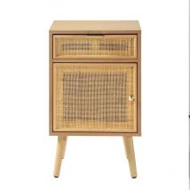 Table de chevet avec cannage en rotin naturel - miya - Calicosy