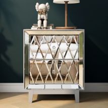Shyfoy - Table de chevet avec design miroir géométrique, style moderne et élégant pour chambre