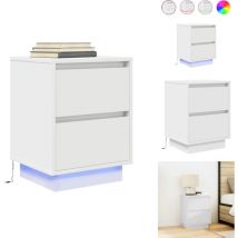 Vidaxl - Table de chevet avec lumières led blanc 38x34x50 cm - Table De Chevet - Tables De Chevet - Table De Nuit - Armoire De Lit