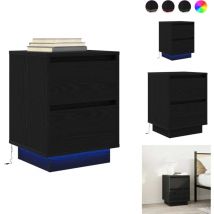 Table de chevet avec lumières led noir 38x34x50 cm - Table De Chevet - Tables De Chevet - Table De Nuit - Armoire De Lit