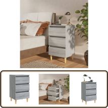 Table de chevet avec pieds en bois Sonoma gris 40x35x69 cm - Table De Chevet - Meuble De Chambre - Table D'appoint - Armoire De Chevet - Pied En Bois