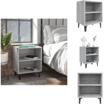 Table de chevet avec pieds en métal Sonoma gris 40x30x50 cm - Table De Chevet - Meuble Industriel - Armoire De Chevet - Table D'appoint - Table Nuit