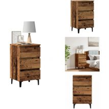 Vidaxl - Table de chevet avec pieds en métal vieux bois 40x35x69 cm - Table De Chevet - Tables De Chevet - Armoire De Chevet - Table D'appoint