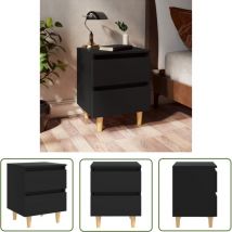 Table de chevet avec pieds en pin Noir 40x35x50 cm