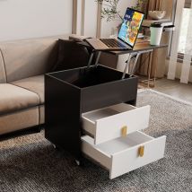 Modernluxe - Table de chevet avec port usb - 2 tiroirs & plateau extensible - mdf - Blanc & Noir