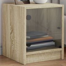 Tables de chevet et portes vitrées 2pcs chêne sonoma 35x37x42cm - Vidaxl