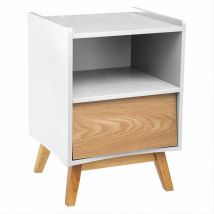Silumen - Table de Chevet avec Rangement Bois 1 Tiroir H62 cm - Blanc
