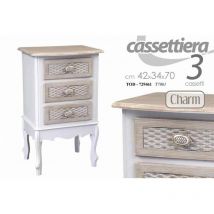 Argonauta - Table de chevet avec tiroirs blancs shabby antiques cm 42 x 34 x 70 h