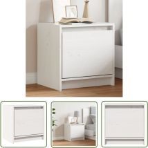 The Living Store Table de chevet Blanc 40x30,5x40 cm Bois de pin massif - Table De Chevet - Meuble De Chambre - Armoire De Chevet - Table D'appoint