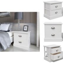 Table de chevet Blanc - Table De Chevet - Meubles De Chambre - Commode - Armoire De Chevet - Mobilier Français