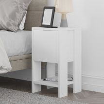 Sisa - Table de chevet blanche avec porte abattante