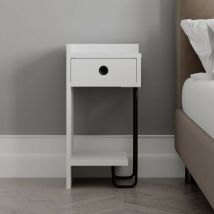 Webmarketpoint - Table de chevet blanche Sirius avec tiroir et pied gauche en métal noir