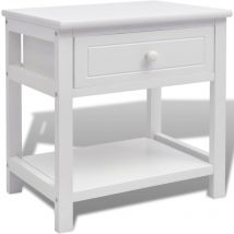 Inlife Table de chevet Bois Blanc