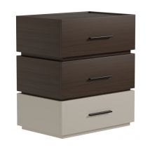 Jardibricodeco - table de chevet bois noyer beige 3 tiroirs 60x40x66. cm