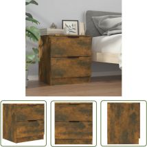 The Living Store Table de chevet Chêne fumé Bois d'ingénierie - Table De Chevet - Meuble De Chambre - Table De Nuit - Bois D'ingénierie - Chêne Fumé