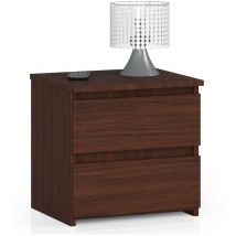 Abamihome - Table de chevet akord CL2 Wengé 40 cm 2 tiroirs façade Wengé 40x35x40 cm