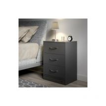 Le Poisson Qui Jardine - Table de chevet (de nuit) Moderne gris 54 x 39 x 28cm 3 grands tiroirs