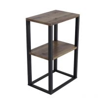Paris Prix - Table de Chevet Double 'Rise' 70cm Naturel & Noir