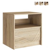 Table de chevet en bois chambre à coucher avec tiroir coulissant Odi - bois neutre