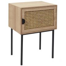 Table de chevet en bois et cannage