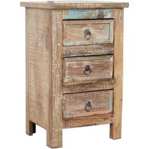 Table de chevet en bois massif recyclé finition antique