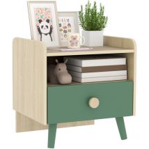Table de chevet enfant leonis bois et vert