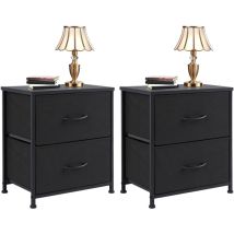 Table De Chevet, Ensemble 2 Pièces Avec Tiroir De Rangement Pour Chambre, Bureau, Salon (noir)