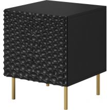 Bim Furniture - Table de chevet hole lot de deux façade fraisée panneau mdf noir mat