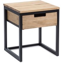 Table de chevet Icub3 avec tiroir industriel vintage 40x40x45cm Noir