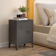 [en.casa] - Table de chevet Inari poignée porte à droite 57 x 40 x 30 cm noir