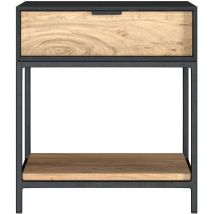 Table de chevet en bois et métal noir 1 tiroir - jakson