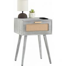 Table de chevet kiran 1 tiroir, en bois gris et lin