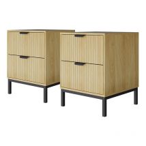 Table de chevet Lennox, Chêne, 40x52cm Lot de 2, Vicco