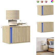 Table de chevet murale avec lumières led chêne sonoma - Table De Chevet Murale - Tables De Chevet Murales - Table De Chevet Flottante - Table De
