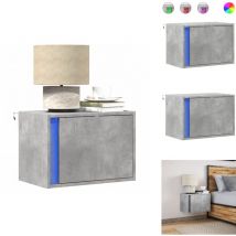 Table de chevet murale avec lumières led gris béton - Table De Chevet Murale - Tables De Chevet Murales - Table De Chevet Flottante - Table De Chevet