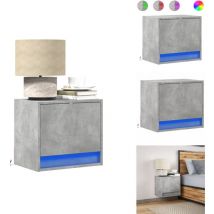 Table de chevet murale avec lumières led gris béton - Table De Chevet Murale - Tables De Chevet Murales - Table De Chevet Flottante - Table De Chevet