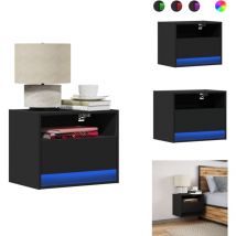 Table de chevet murale avec lumières led noir - Table De Chevet Murale - Tables De Chevet Murales - Table De Chevet Flottante - Table De Chevet