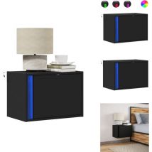 Table de chevet murale avec lumières led noir - Table De Chevet Murale - Tables De Chevet Murales - Table De Chevet Flottante - Table De Chevet