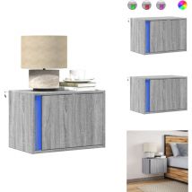 Table de chevet murale avec lumières led sonoma gris - Table De Chevet Murale - Tables De Chevet Murales - Table De Chevet Flottante - Table De