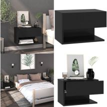 Table de chevet murale Noir - Table De Chevet Murale - Meuble De Rangement Mural - Étagère Murale - Décoration Murale - Table De Nuit Murale - Home &