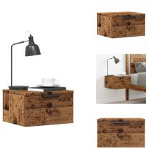 Table de chevet murale vieux bois 34x30x20 cm - Table De Chevet Murale - Tables De Chevet Murales - Armoire De Chevet Flottante - Unité De Chevet
