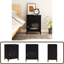 Table de chevet Noir 40x30x54,5 cm Acier et verre - Table De Chevet - Meuble De Chambre - Table D'appoint - Rangement - Tiroir