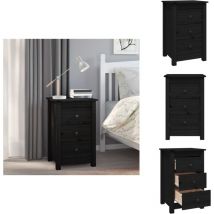 Table de chevet Noir 40x35x61,5 cm Bois de pin massif - Table De Chevet - Meuble De Chambre - Table Nuit - Bois Massif - Pin