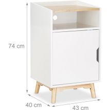 Table de chevet nuit avec porte blanche et bois