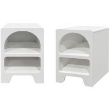 Sweeek - Table de chevet organique effet bois blanc. 2 niches de rangement (lot de 2)