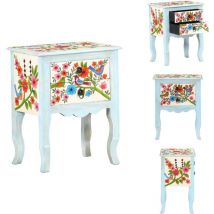 Vidaxl - Table de chevet peinte à la main 40x30x50 cm Bois de manguier - Table De Chevet - Tables De Chevet - Table De Chevet En Bois - Tables De