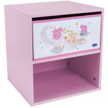 Cijep - Table de chevet Peppa pig once upon a dream rose pour enfant avec tiroir H.36 x L.33 x P.30 cm