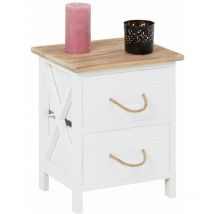 Table de chevet perugia avec 2 tiroirs, en bois blanc