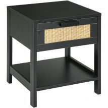 Table de chevet poseidon rotin et noire