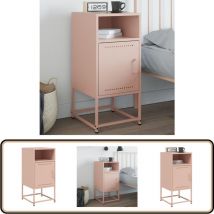 Table de chevet rose 36x39x78 cm acier - Table De Chevet - Table Industrielle - Mobilier Chambre - Armoire De Chevet - Étagère De Chevet